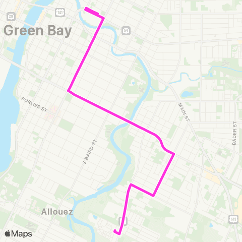 Green Bay Metro Pink map