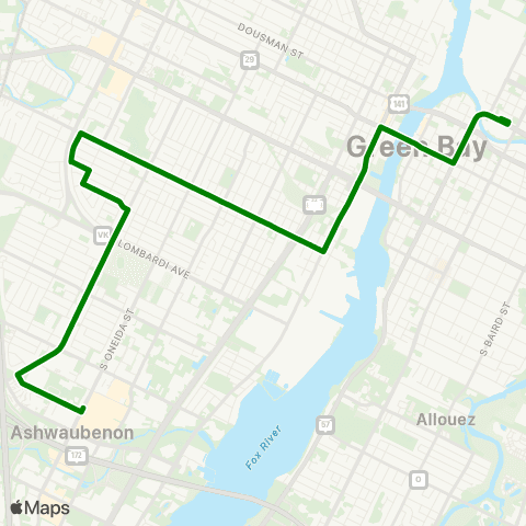 Green Bay Metro Green map