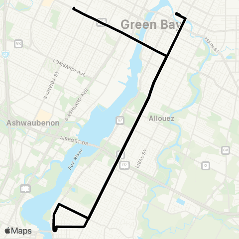 Green Bay Metro Limited Service map