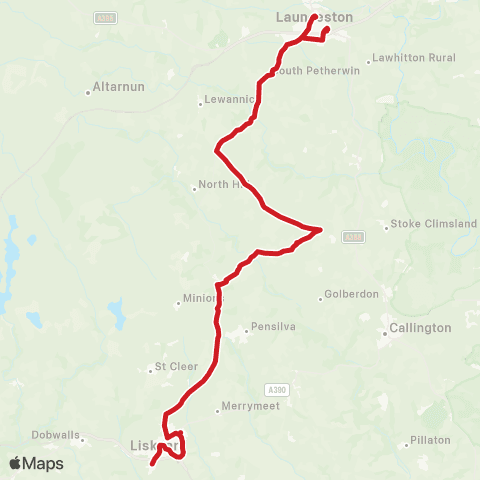 Go Cornwall Bus Westgate Street - Liskeard Railway Sta map