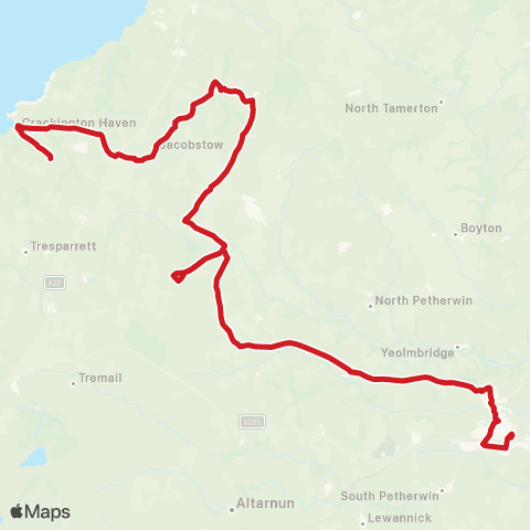 Go Cornwall Bus Post Office - Tesco map