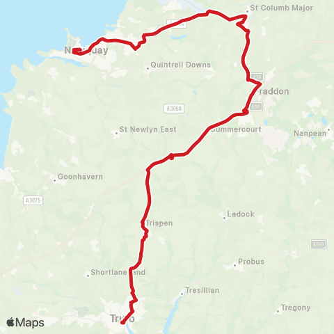 Go Cornwall Bus Bus Station - Holiday Park map
