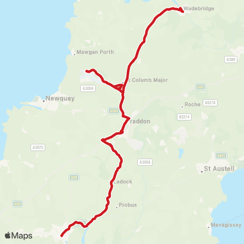 Go Cornwall Bus Bus Station - Temp Bus Station map