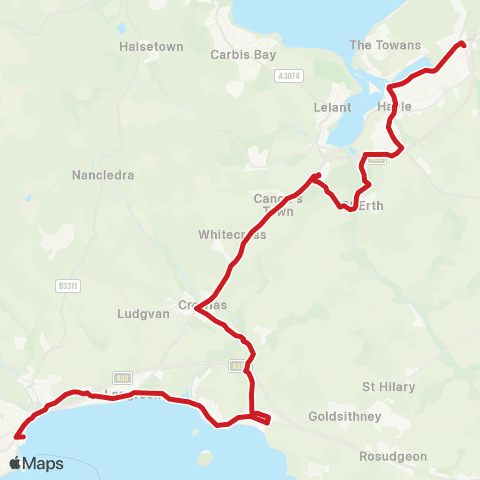 Go Cornwall Bus Golden Sands Park - Interchange map