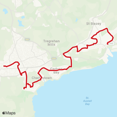 Go Cornwall Bus Bus Station - Old Roselyon Manor map