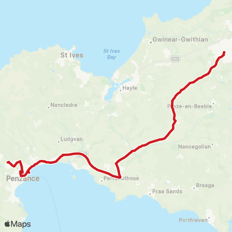 Go Cornwall Bus Bus Station - Sainsbury's map