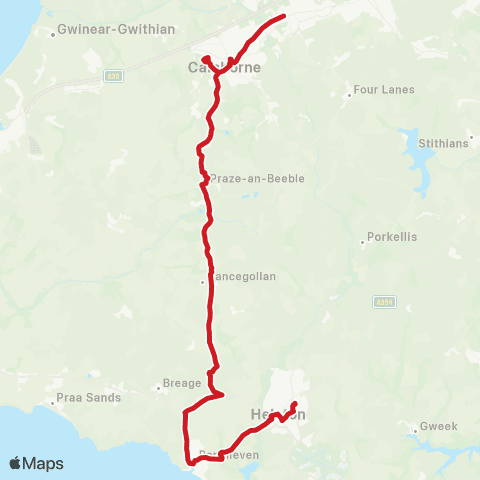 Go Cornwall Bus Bus Station - Sainsbury's map
