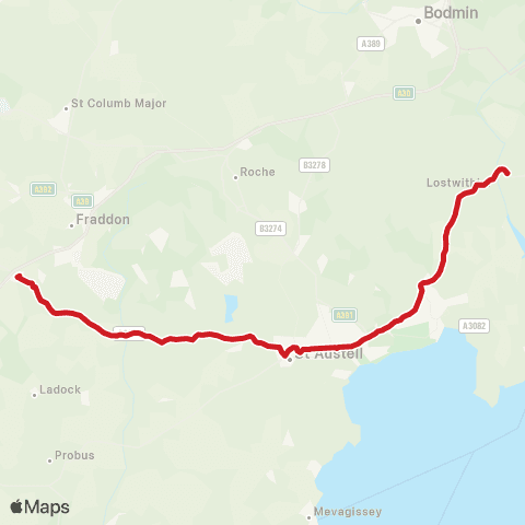 Go Cornwall Bus White River Cinema - Eden Main Bus Stop map