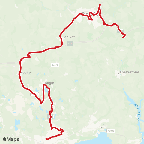 Go Cornwall Bus Community Hospital - Bodmin Parkway Sta map