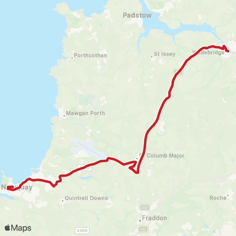 Go Cornwall Bus Bus Station - Trelawney Parc map