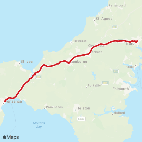 Go Cornwall Bus Bus Station - Temp Bus Station map