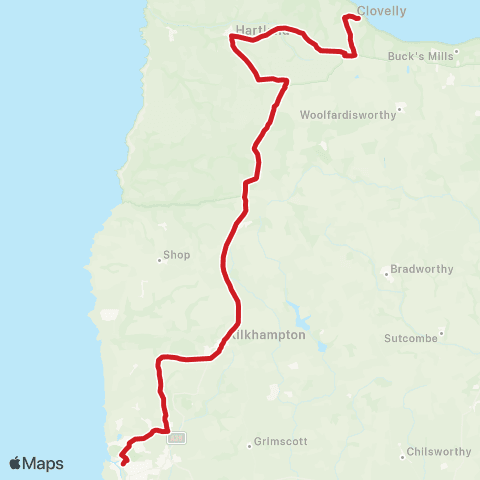 Go Cornwall Bus North Close - The Strand map