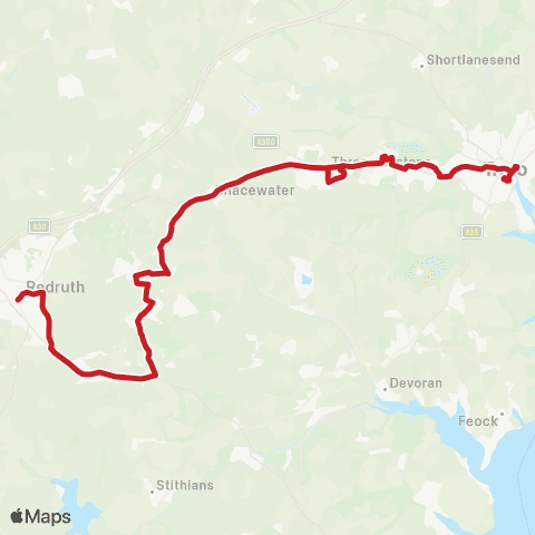 Go Cornwall Bus Barncoose Hospital - Temp Bus Station map