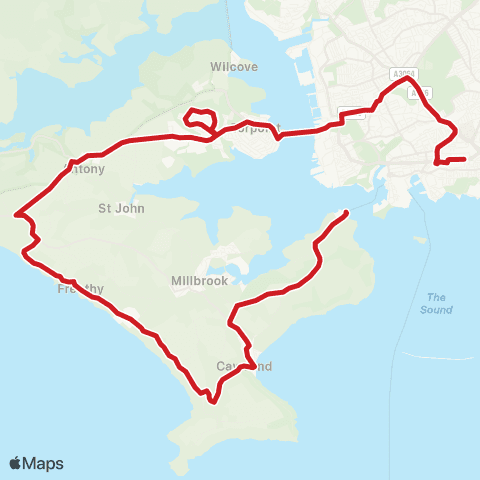 Go Cornwall Bus Royal Parade - Insbrooke Crescent map