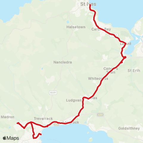 Go Cornwall Bus Bus Station - The Terrace map