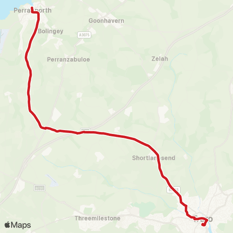 Go Cornwall Bus Temp Bus Station - Beach Road map