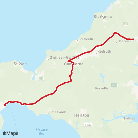 Go Cornwall Bus Bus Sta - Truro College Main Entrance map
