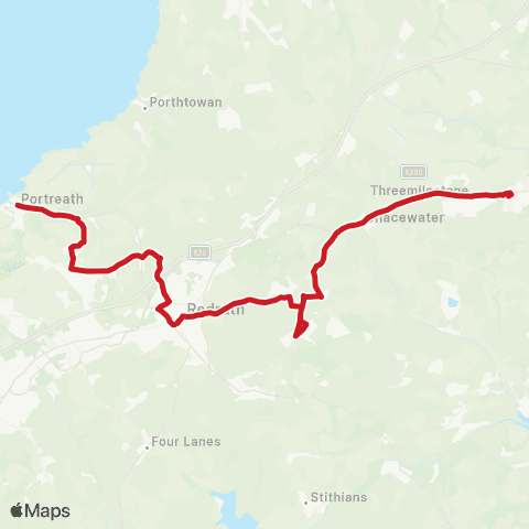 Go Cornwall Bus The Square - Truro College Main Entrance map