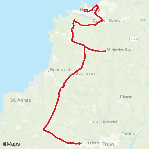 Go Cornwall Bus Bus Sta - Truro College Main Entrance map