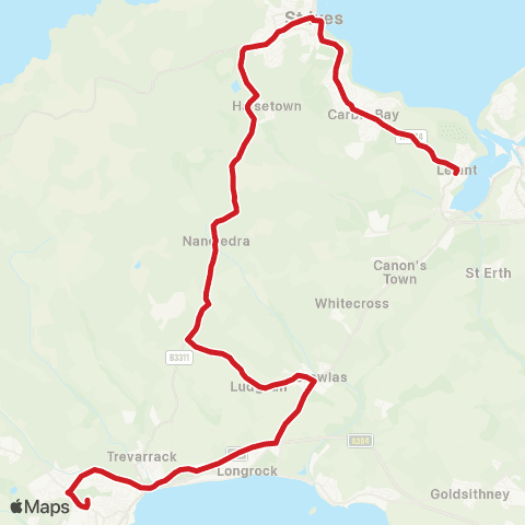 Go Cornwall Bus Village Hall - Penwith College map