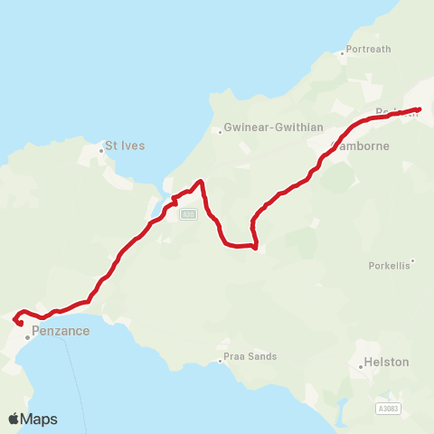 Go Cornwall Bus Railway Station - Penwith College map