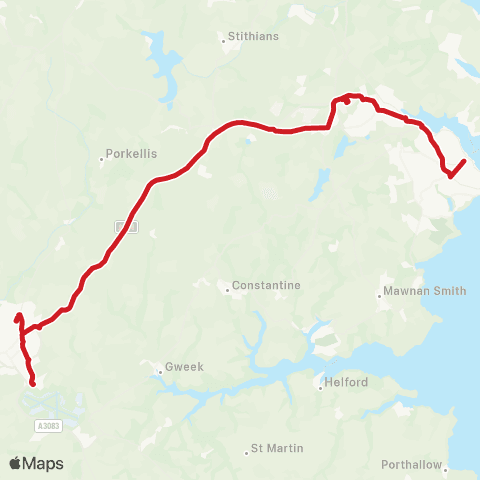 Go Cornwall Bus The Moor A - Sainsbury's map