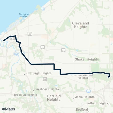 GCRTA Union–Harvard map