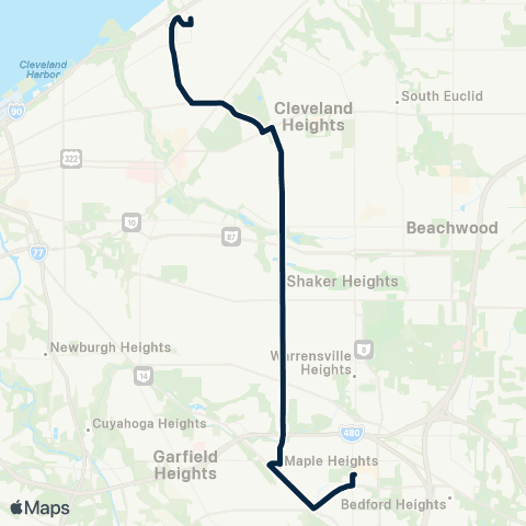 GCRTA Lakeview–Lee map