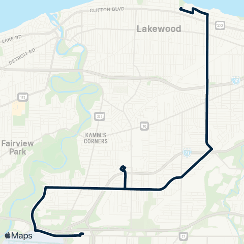 GCRTA West 117–Puritas map