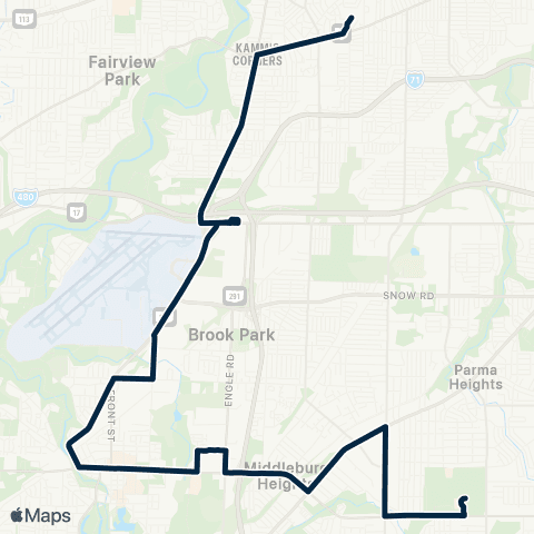 GCRTA Rocky River Dr.–Bagley map