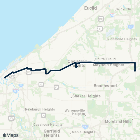 GCRTA Mayfield–Hough map