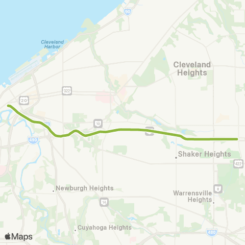 GCRTA Green Line map