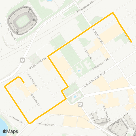 GCRTA B-Line Trolley map