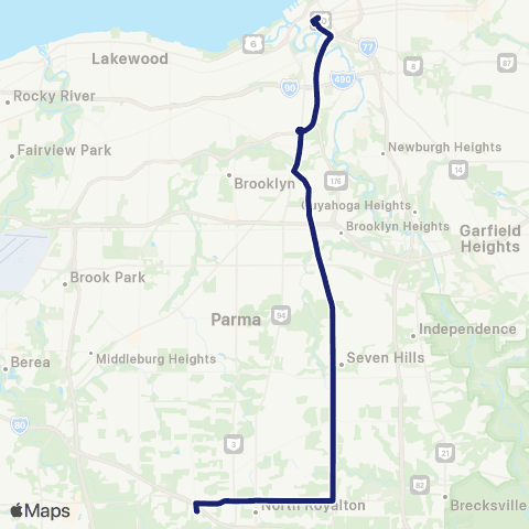GCRTA Metrohealth Line–Broadview map