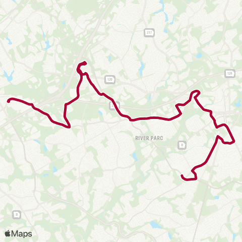 Gwinnett County Transit L'ville - Gwinnett TC - Sugarloaf Mills map