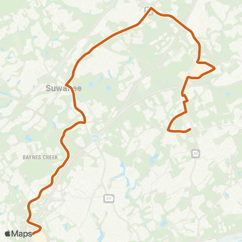 Gwinnett County Transit Sugarloaf - Suwanee - Buford map