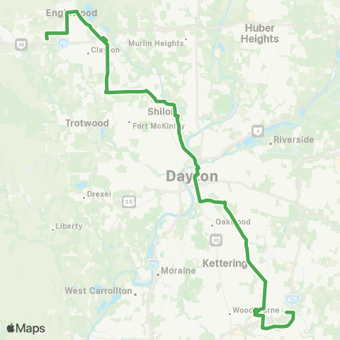 Greater Dayton RTA Union - Englewood - Kettering - Whipp & Bigger map