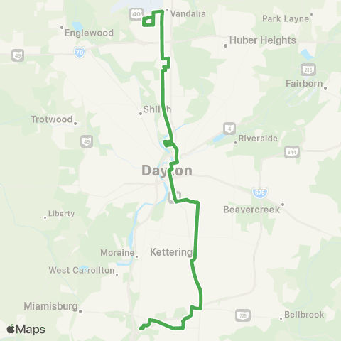 Greater Dayton RTA Vandalia (East or West Loop) - South Hub map