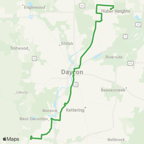 Greater Dayton RTA Huber Hgts - Moraine - W Carrolton - Miamisburg map