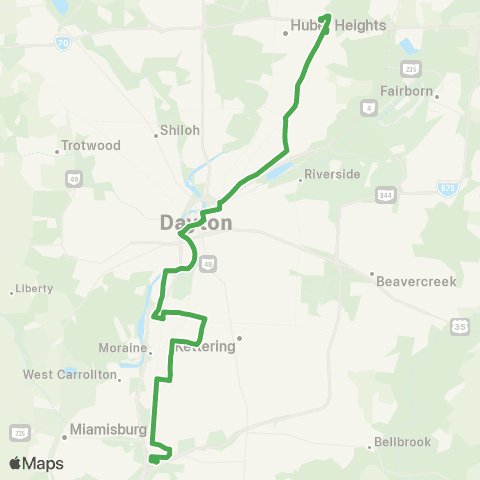 Greater Dayton RTA Huber Hgts - Moraine - W Carrolton - Miamisburg map