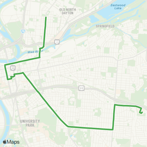 Greater Dayton RTA Wayne - Eastown - Westown - Townview map