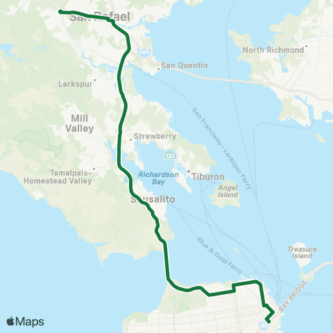 Golden Gate Transit San Anselmo - San Francisco map