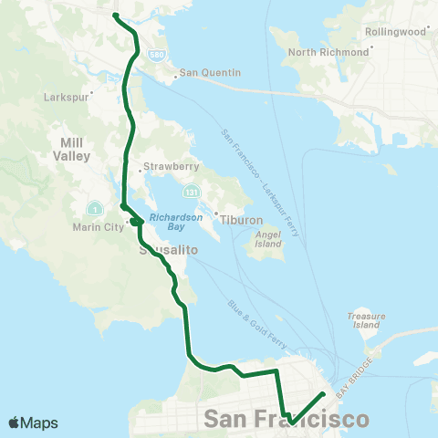 Golden Gate Transit San Rafael - San Francisco map
