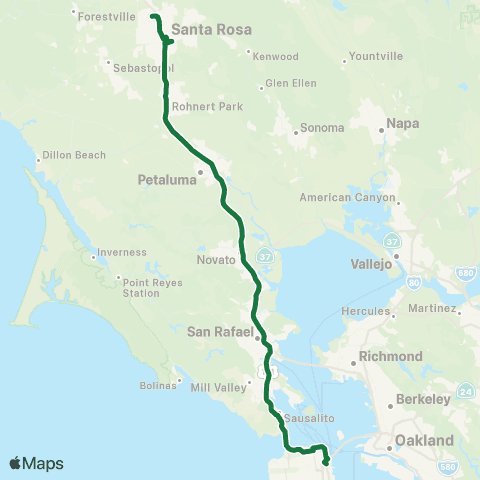 Golden Gate Transit Santa Rosa - San Francisco Express map