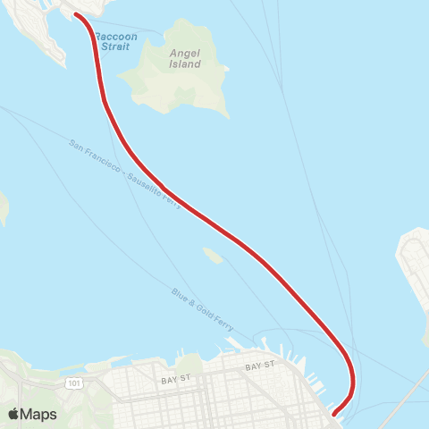Golden Gate Transit Tiburon - San Francisco map