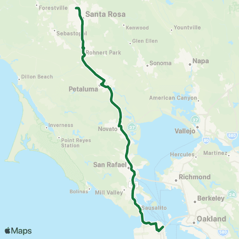 Golden Gate Transit Santa Rosa - San Francisco map