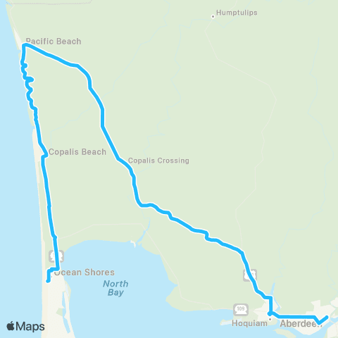 Grays Harbor Transit Ocean Shores map