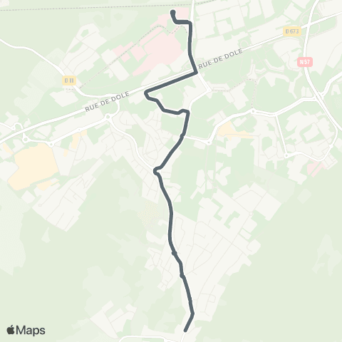 Ginko Avanne-Aveney ↔ CHU Minjoz map