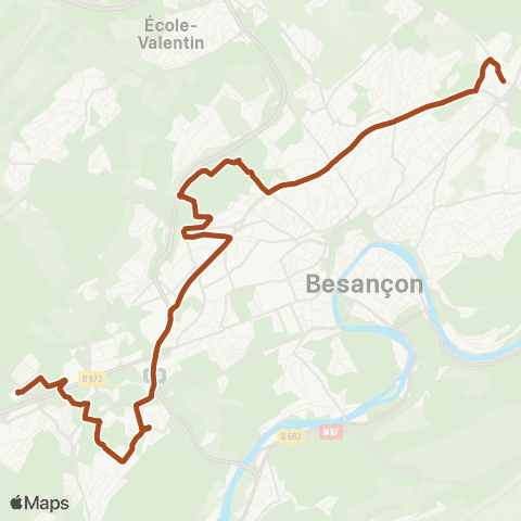 Ginko Hauts du Chazal ↔ Palente Espace Industriel map