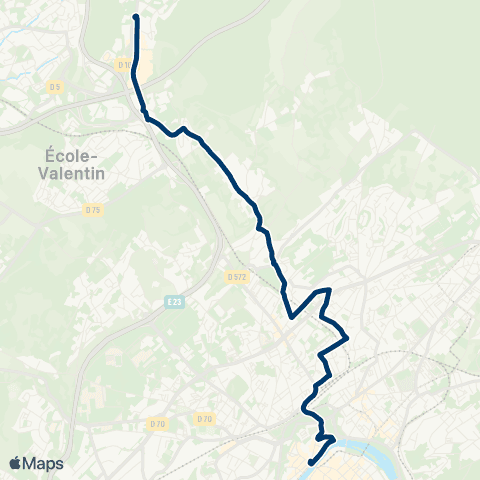 Ginko Centre-Ville - Battant ↔ Espace Valentin map